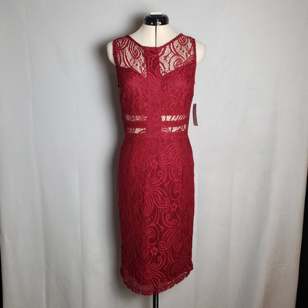En Focus Studio Magenta Floral Lace Cutout Knee Length Sexy Dress Size 8